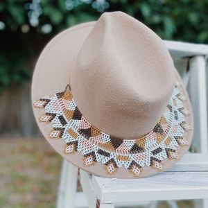 Handmade Mexican beaded belt for wide rim hats